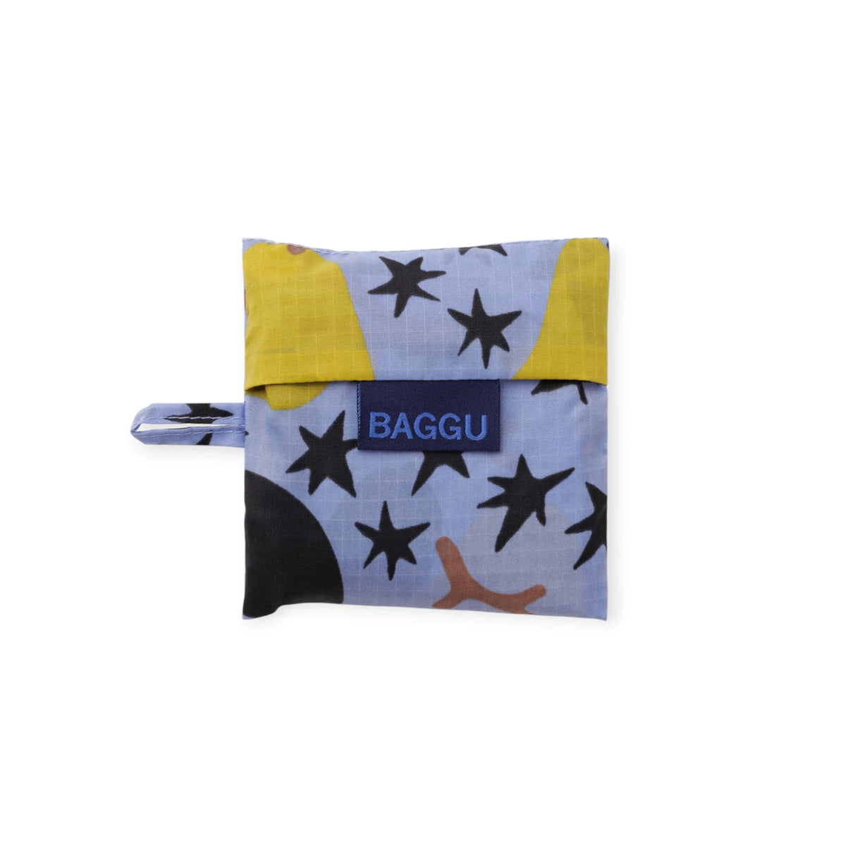 Baby Baggu bag pouch with pear-and-star pattern and BAGGU logo