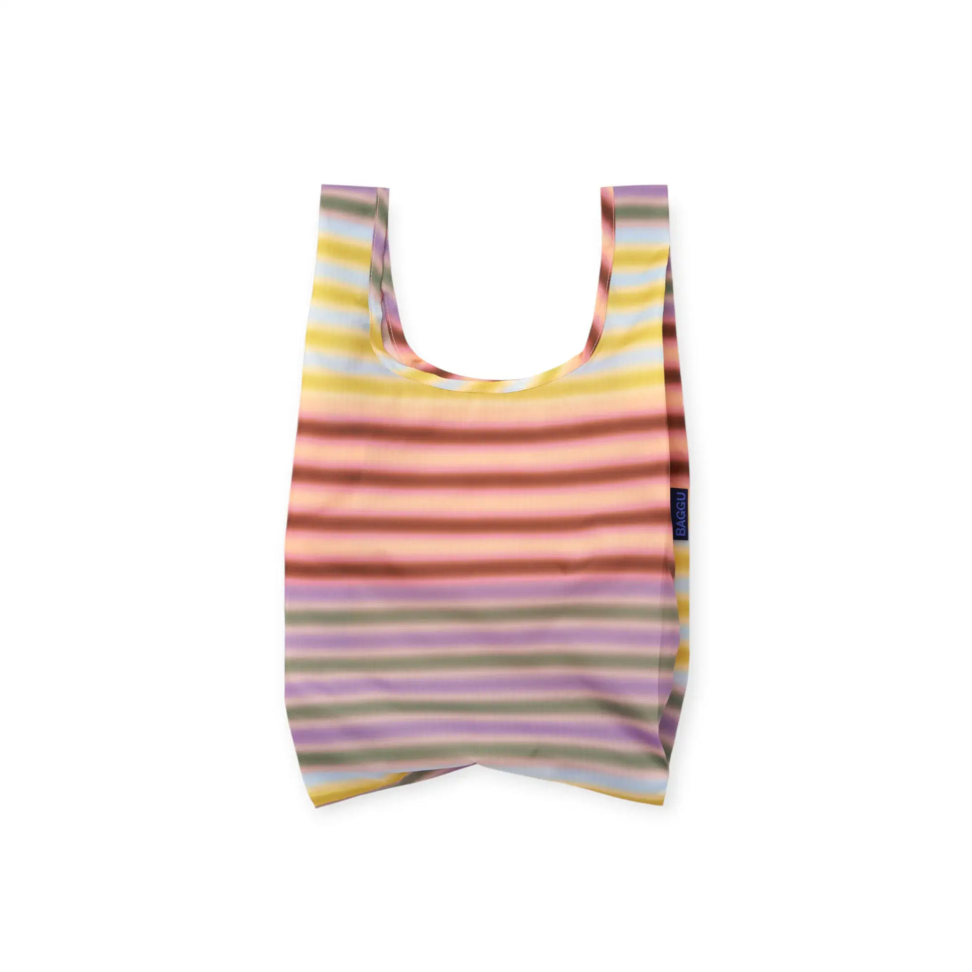 Gradient stripe Baby Baggu bag, open-top mini tote with loop handles