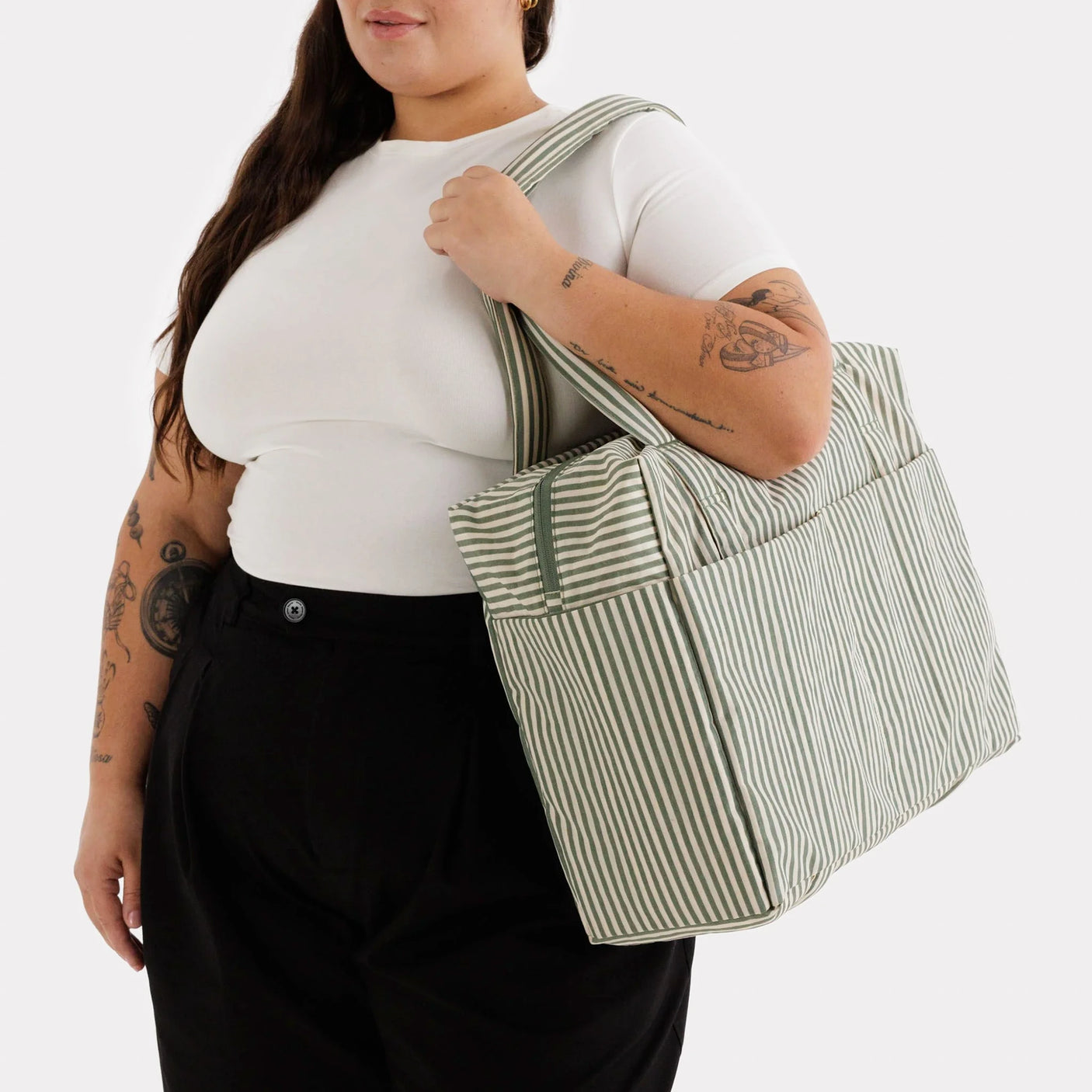 Baggu Small Cloud Carry-on - Sage Stripe
