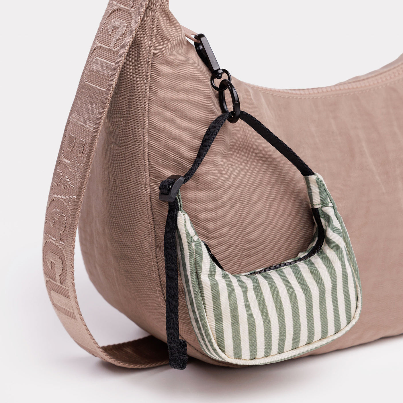 Baggu Crescent Bag Charm - Sage Stripe