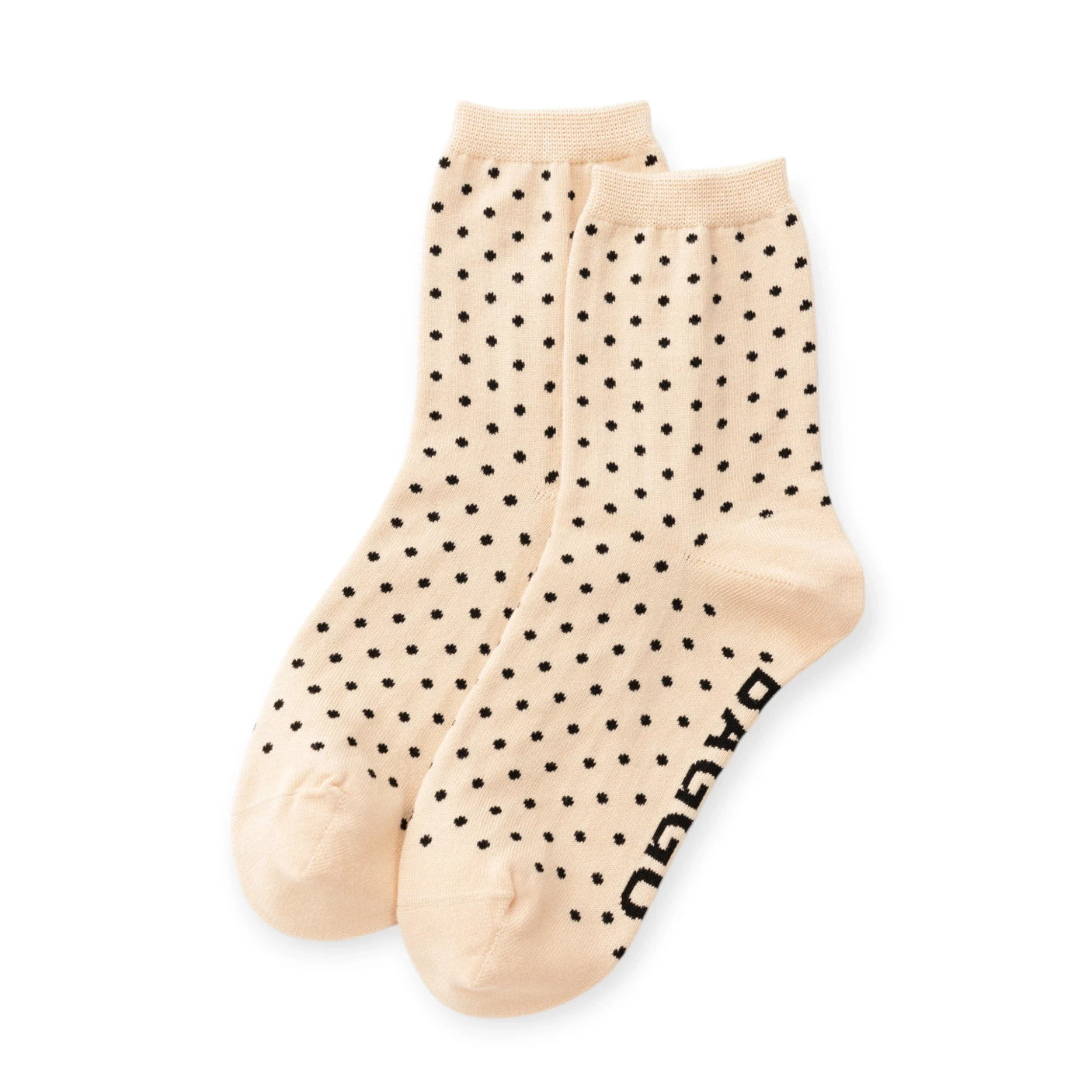 Baggu Crew Socks - Micro Cream and Black Polka Dot