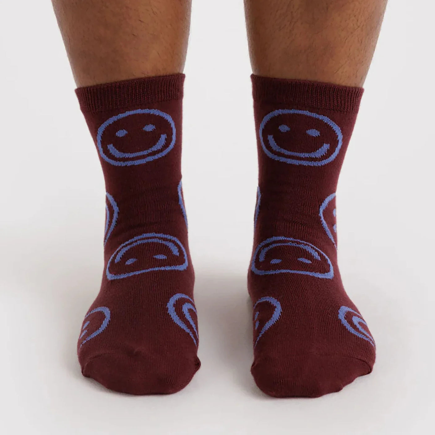 Baggu Crew Socks - Mahogany Happy