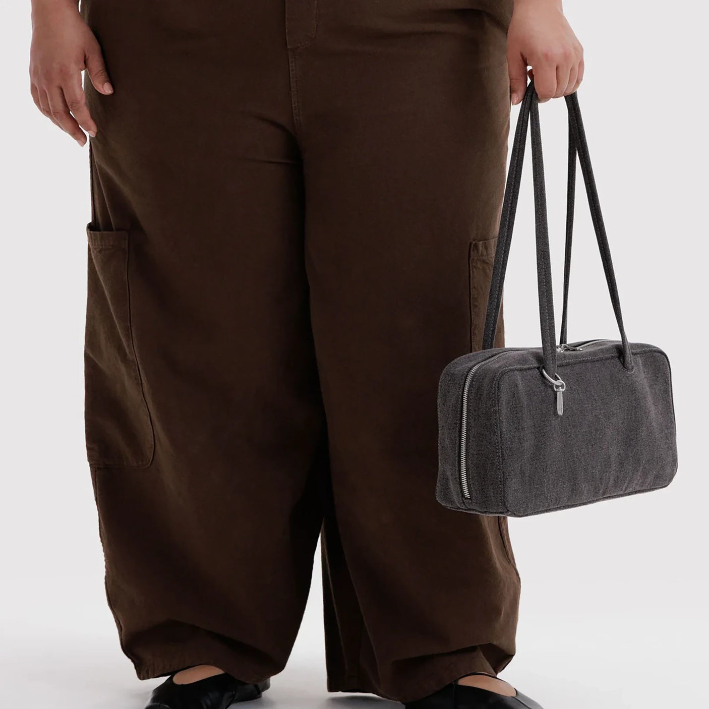 Baggu Denim Bowler Bag - Washed Black