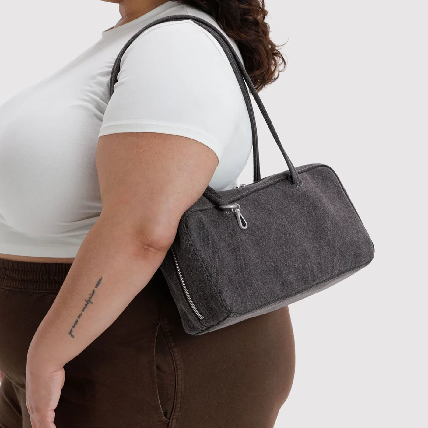 Baggu Denim Bowler Bag - Washed Black