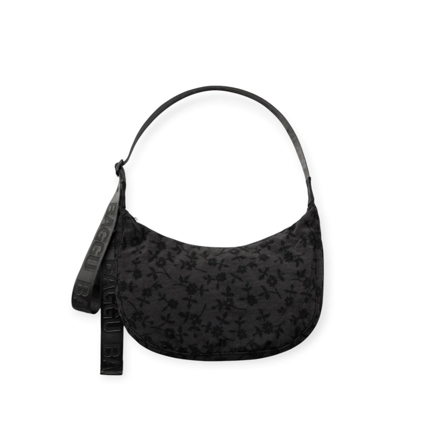 Baggu Medium Nylon Crescent Bag - Charcoal Ditsy Floral