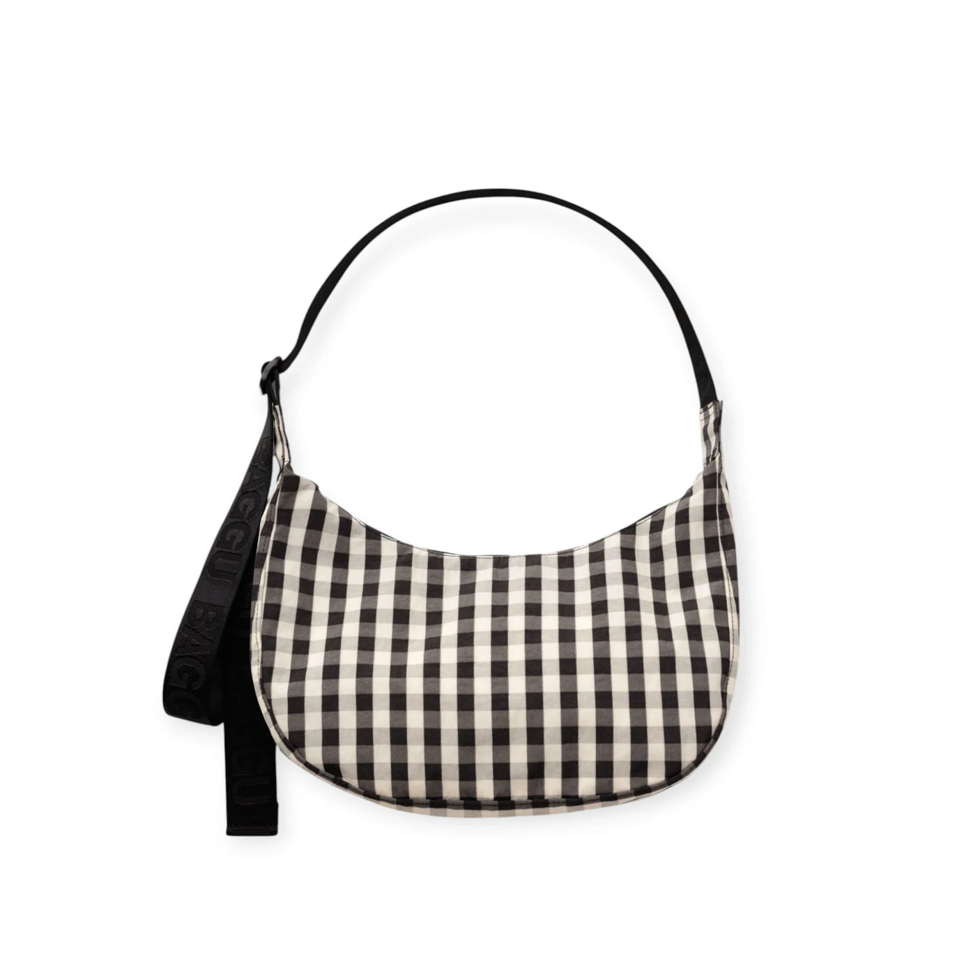 Baggu Medium Nylon Crescent Bag - Black and Cream Gingham