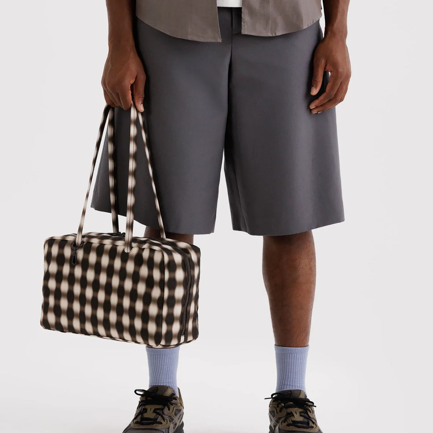 Baggu Medium Nylon Bowler Bag - Blurred Gingham