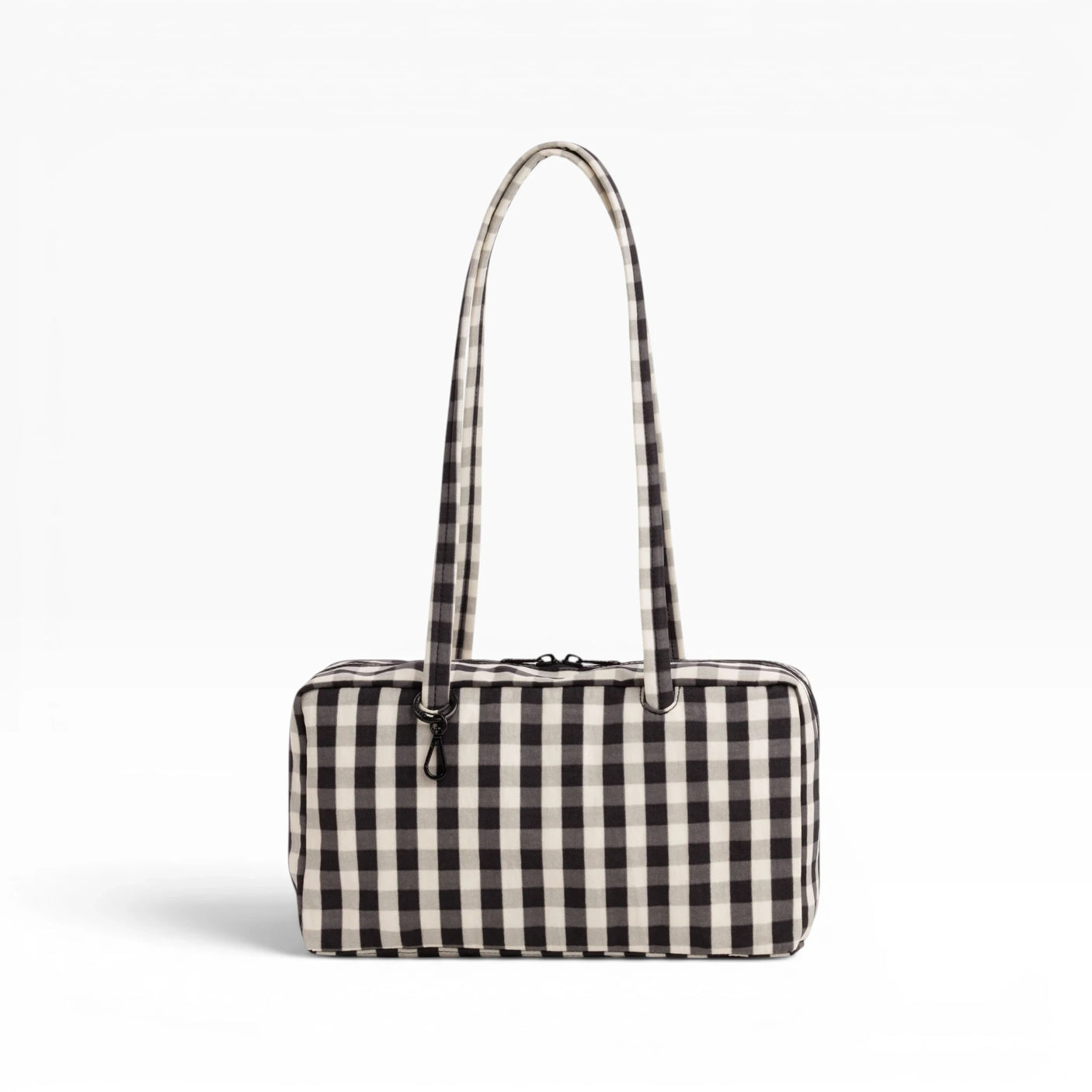 Baggu Nylon Bowler Bag - Black and Cream Gingham