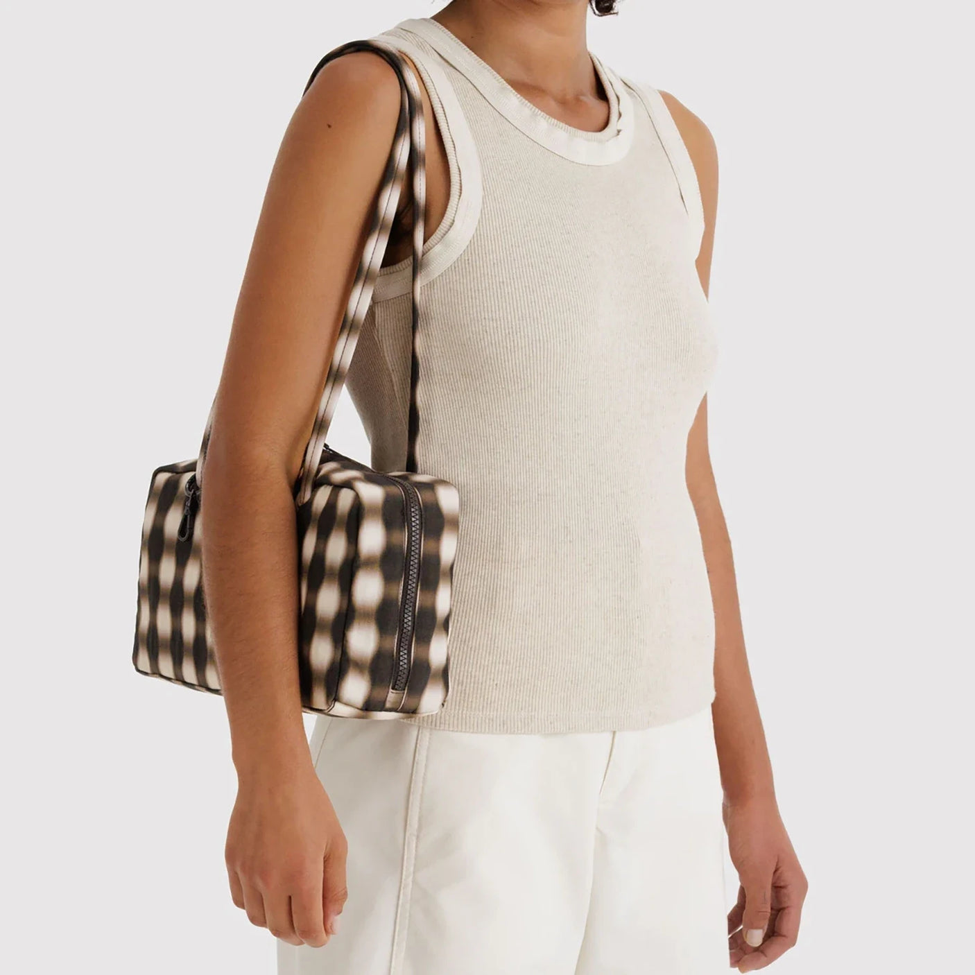 Baggu Nylon Bowler Bag - Blurred Gingham