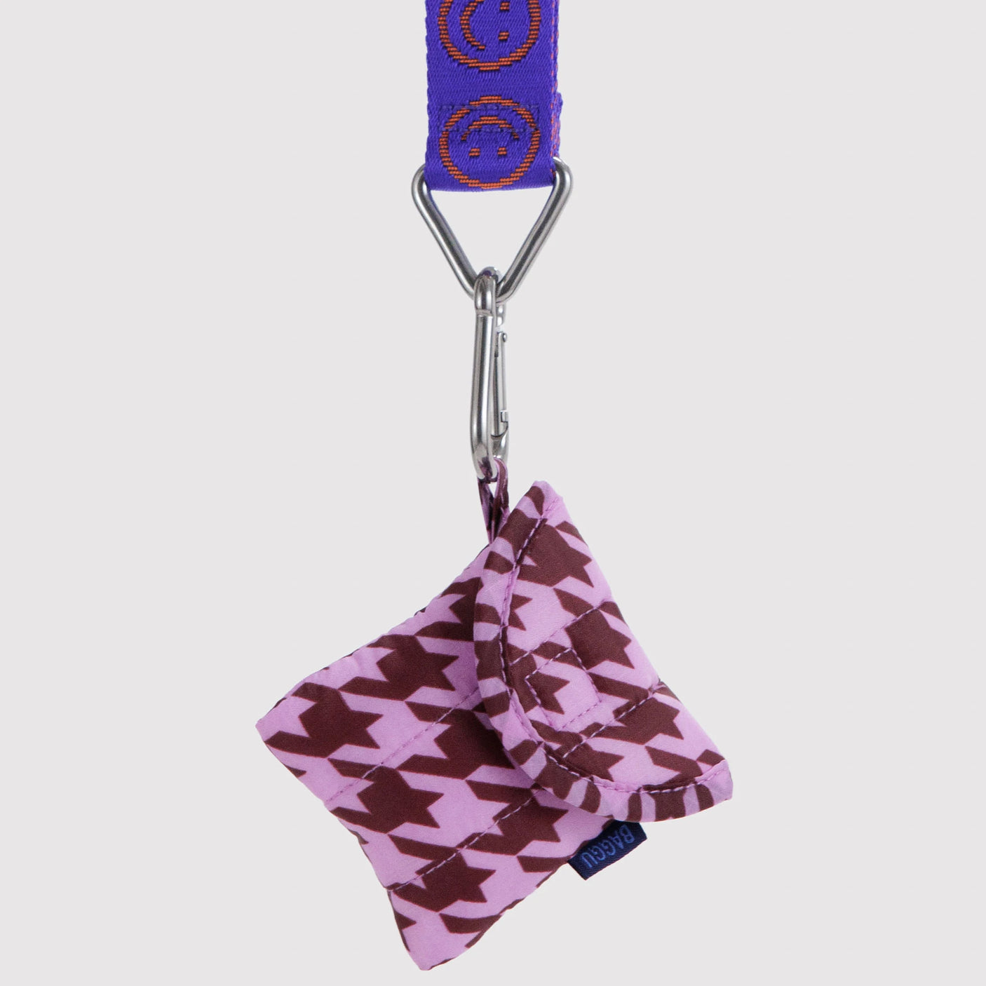 Baggu Puffy Earbuds Case - Pink Houndstooth