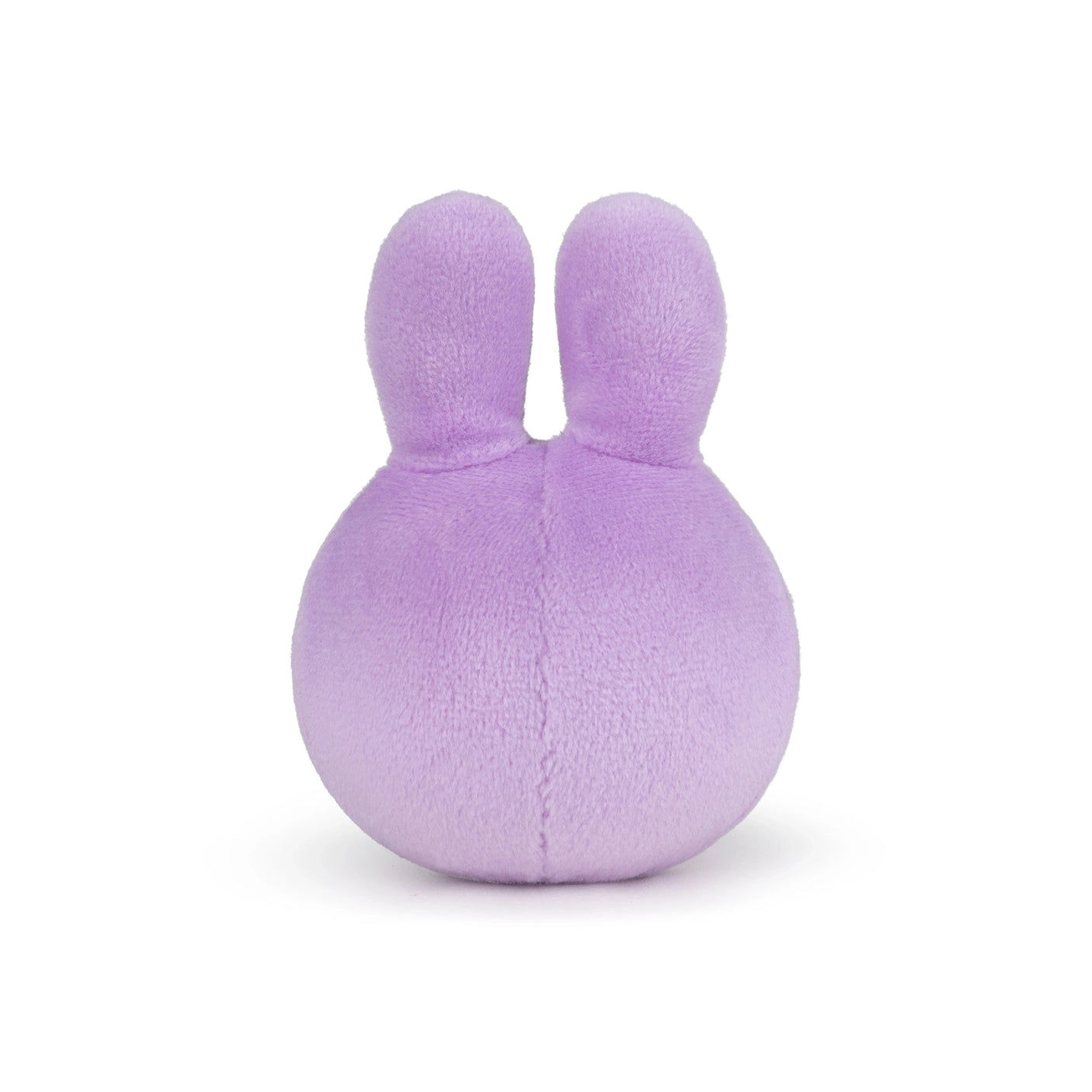The Miffy Squish Relief Ball - Lilac by Miffy is a round, light purple plush toy with two upright ear-like shapes and eco-friendly filling, perfect for stress relief. Photographed against a plain white background.