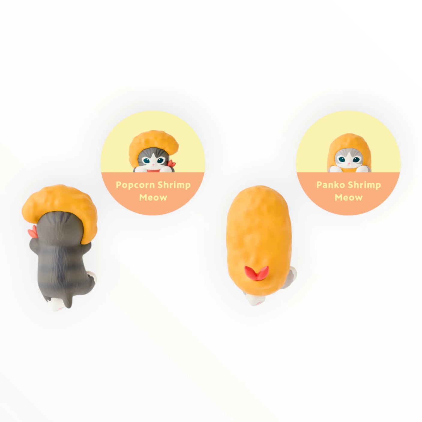 Plush shrimp hippers variety with orange and dark gray characters on a white background.