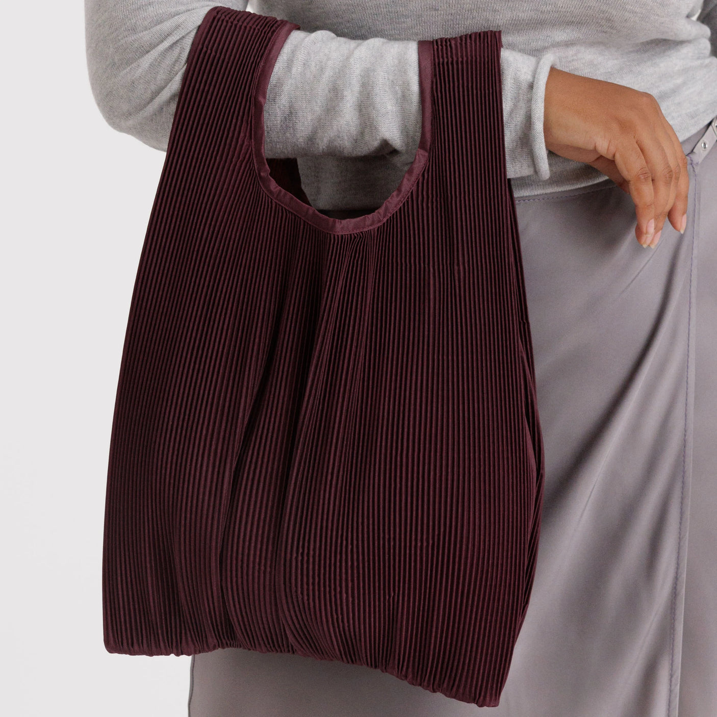 Pleated Baggu Bag - Mahogany