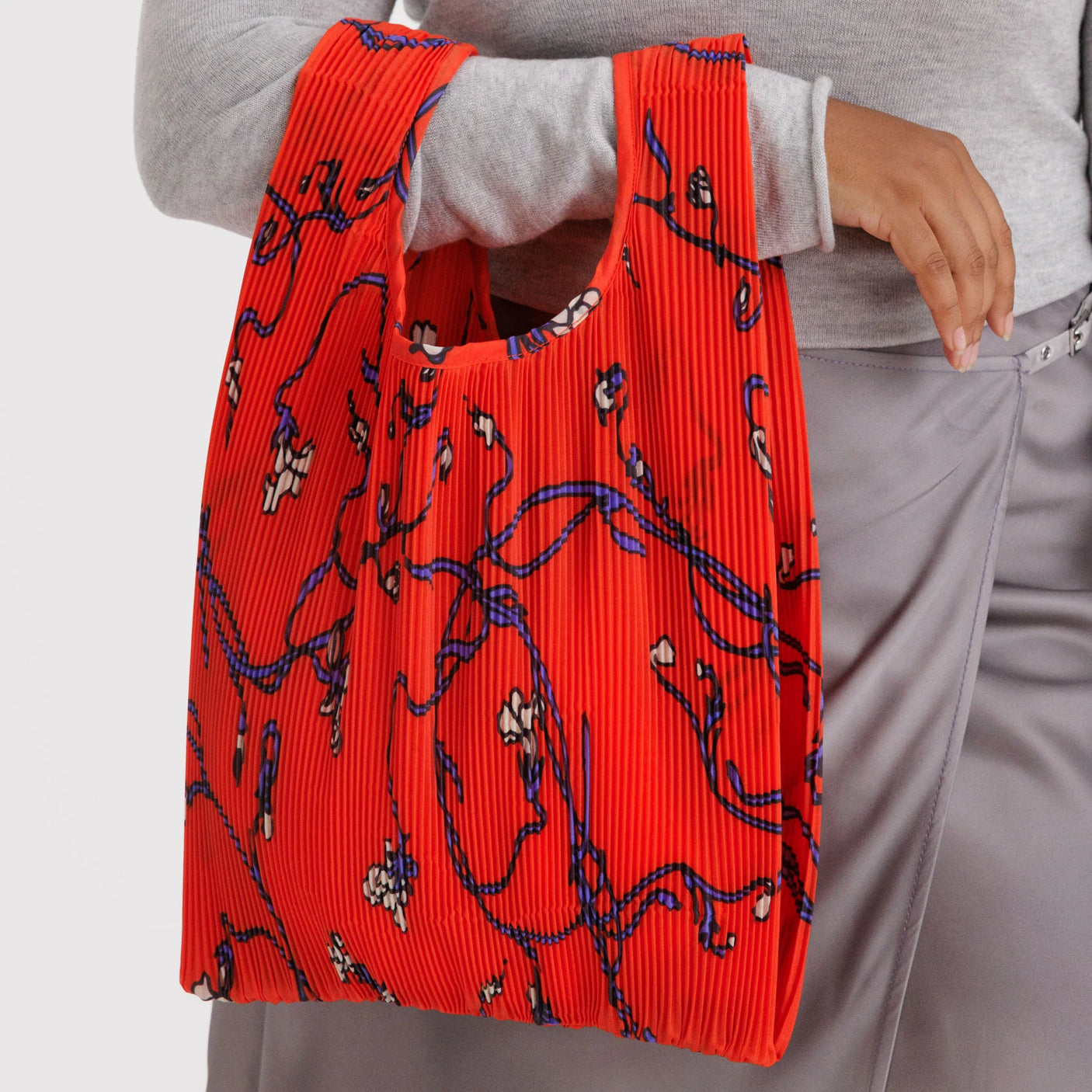 Pleated Baggu Bag - Red Snapdragon