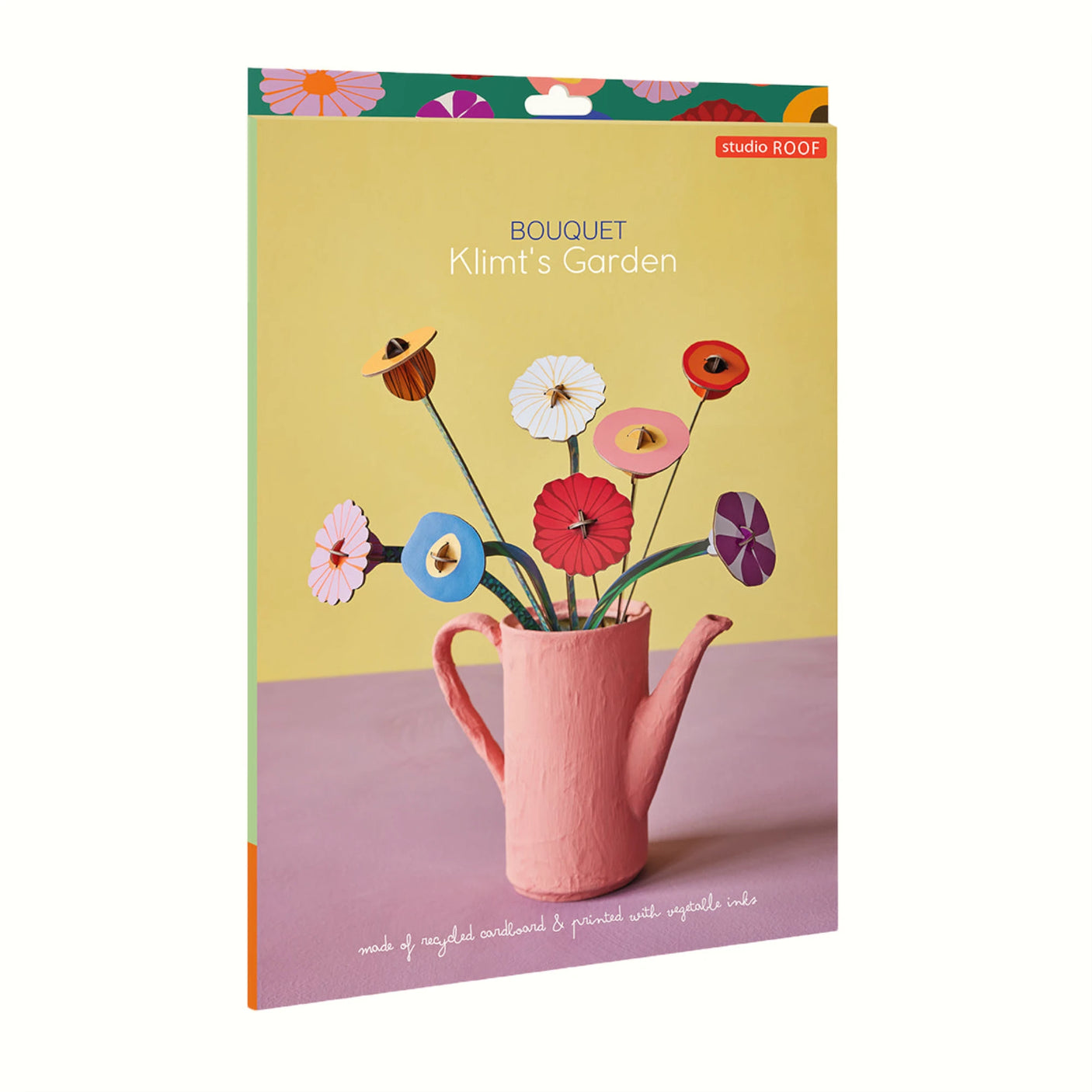Studio ROOF Object Art Puzzle featuring a 3D bouquet inspired by Klimt’s garden in textured pink pitcher gallery position 1
