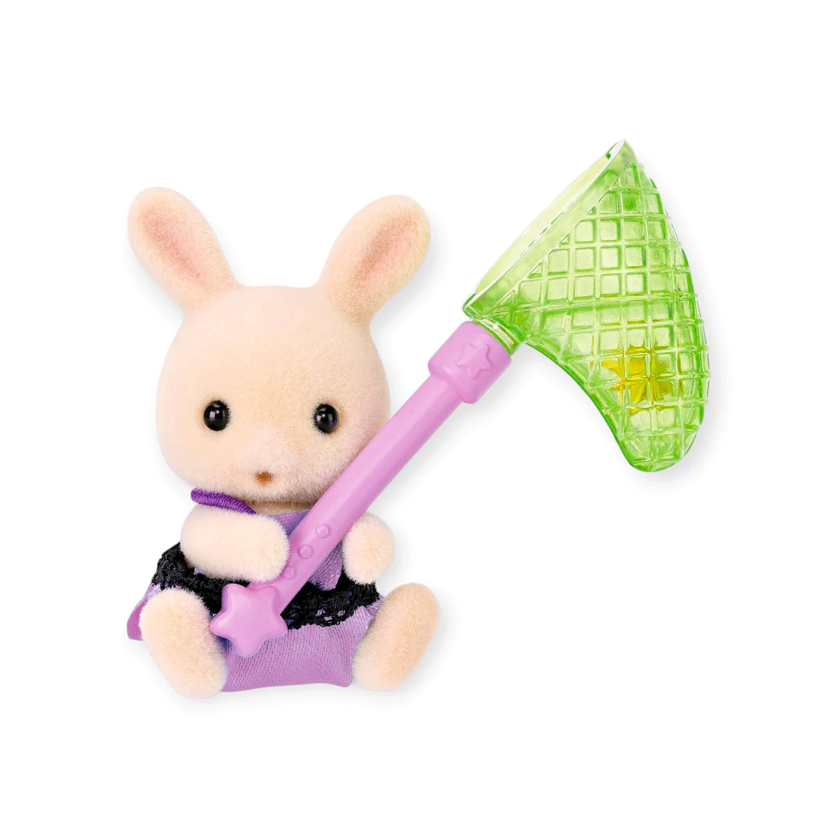 Baby rabbit figure with lavender robe, holding a light purple wand and green fan.