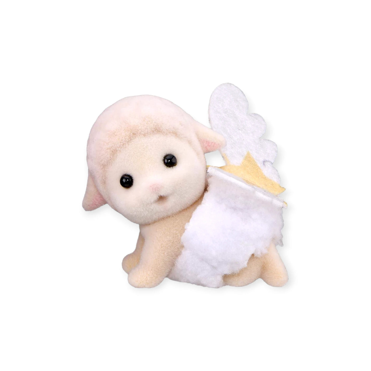 White bear cub plush figurine with star cape and gray wing hood