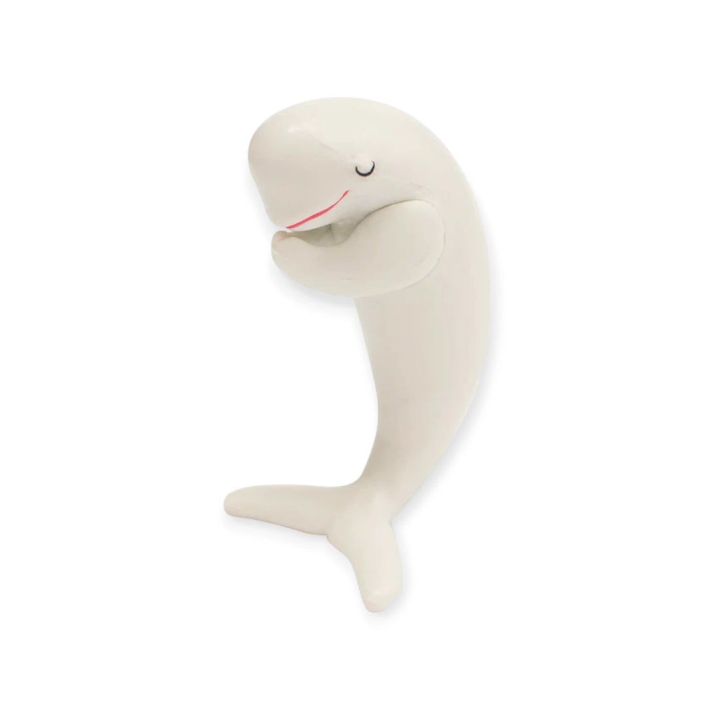 The Yell Praying Animals Blind Box features a ceramic figurine of a white whale standing upright with crossed fins and a gentle smile, inspired by spiritual animal figures and showcased against a white background.