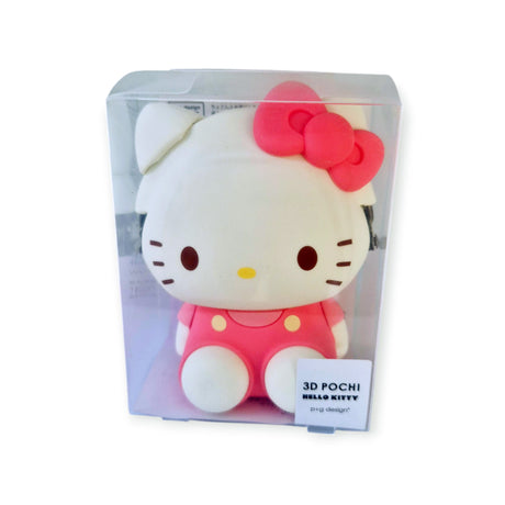 The 3D Hello Kitty Case in Coral Pink, by Hello Kitty, features a large pink bow and cute pink overalls, all packaged in coral pink and white.