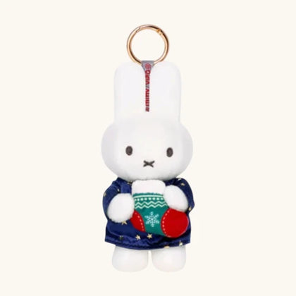 Miffy With Christmas Stocking figure from the Miffy Christmas Plush Keychain Lineup