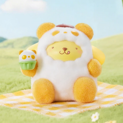 Pompompurin Yellow Panda figure from the Sanrio Colourful Panda - Flocked Figure Lineup