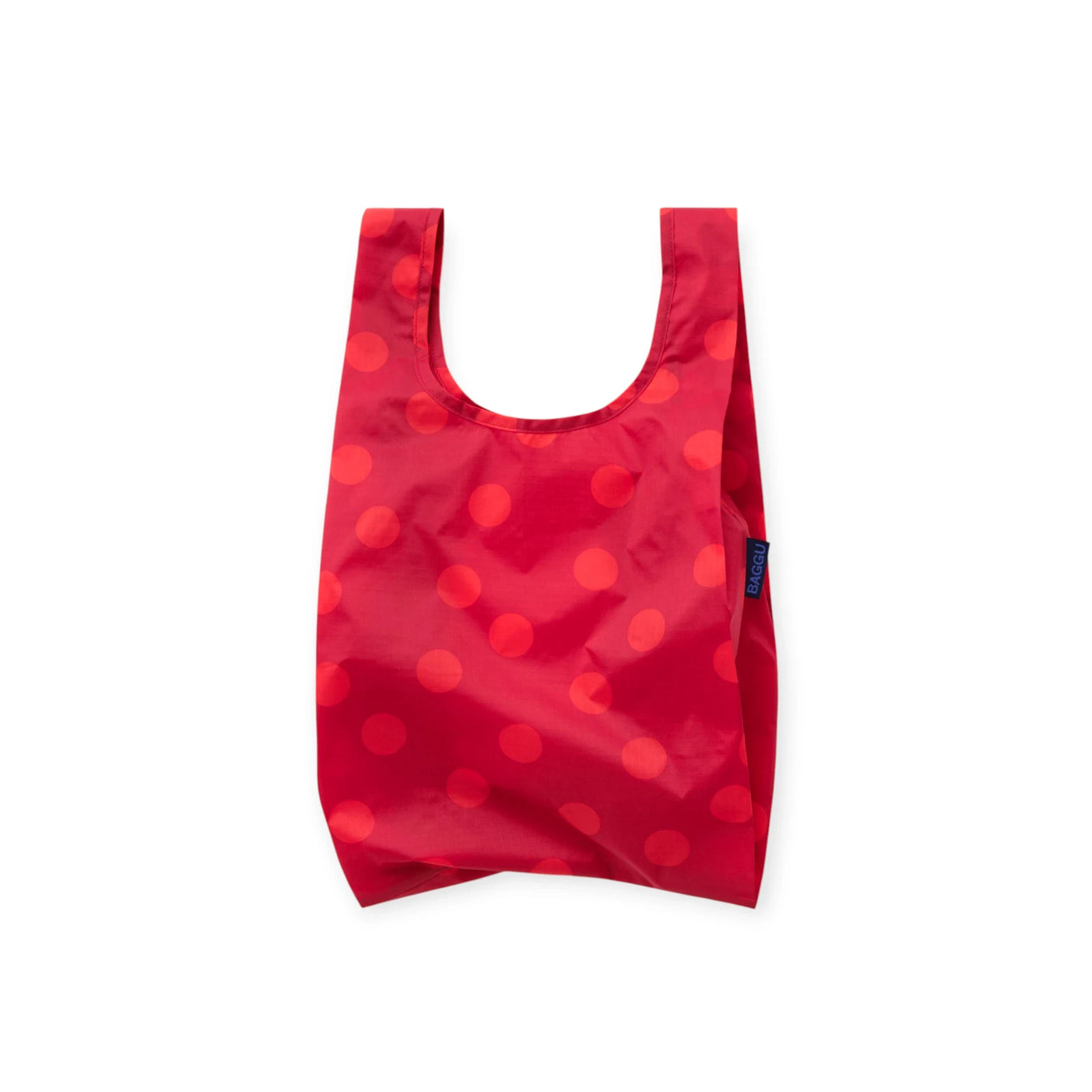 Red polka dot Baby Baggu pouch tote with loop handles