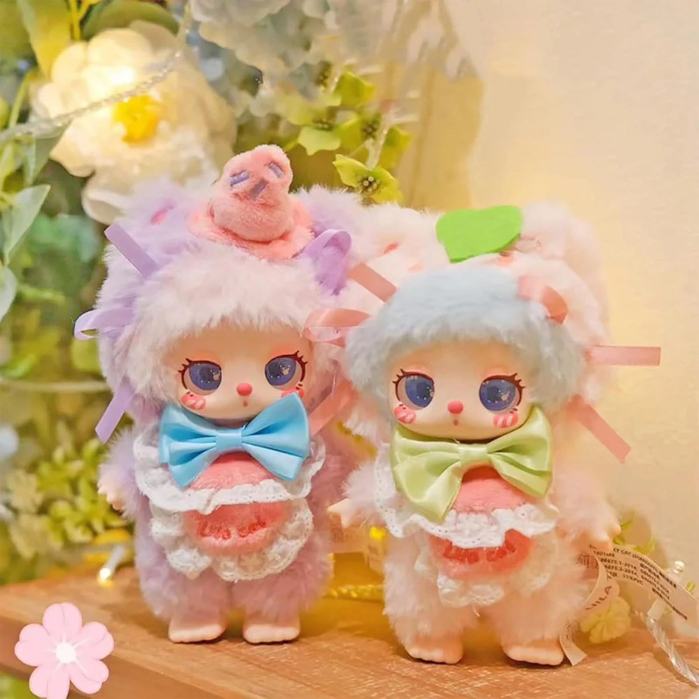 Baby Three - Liila's Chef Kitten Blind Box plush dolls in pastel fluffy onesies with large bows and sweet dessert accents