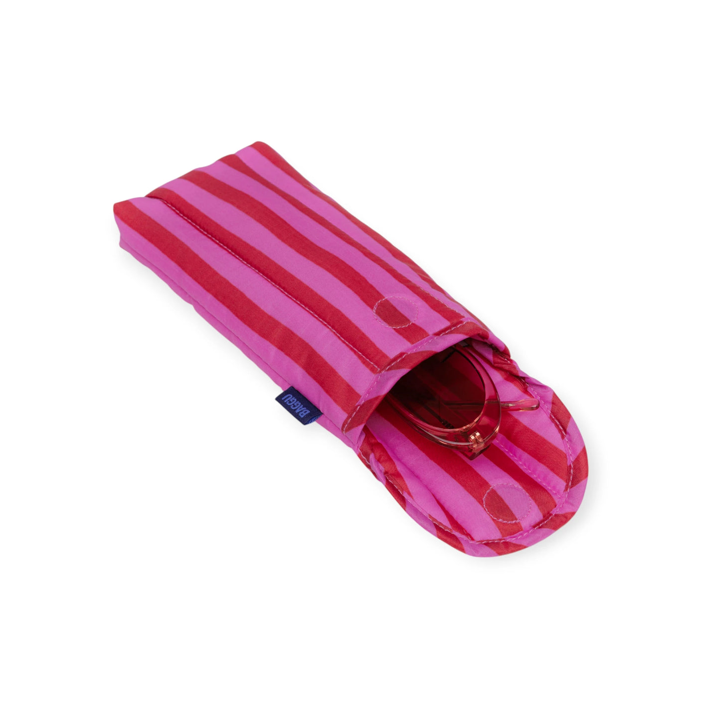Baggu Puffy Glasses Sleeve - Pink & Red Stripe