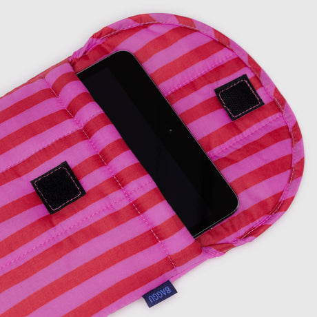 Baggu Puffy Tablet Sleeve 8" - Pink & Red Stripe