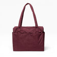 Small tote bag in mahogany with top handles and reinforced front pockets