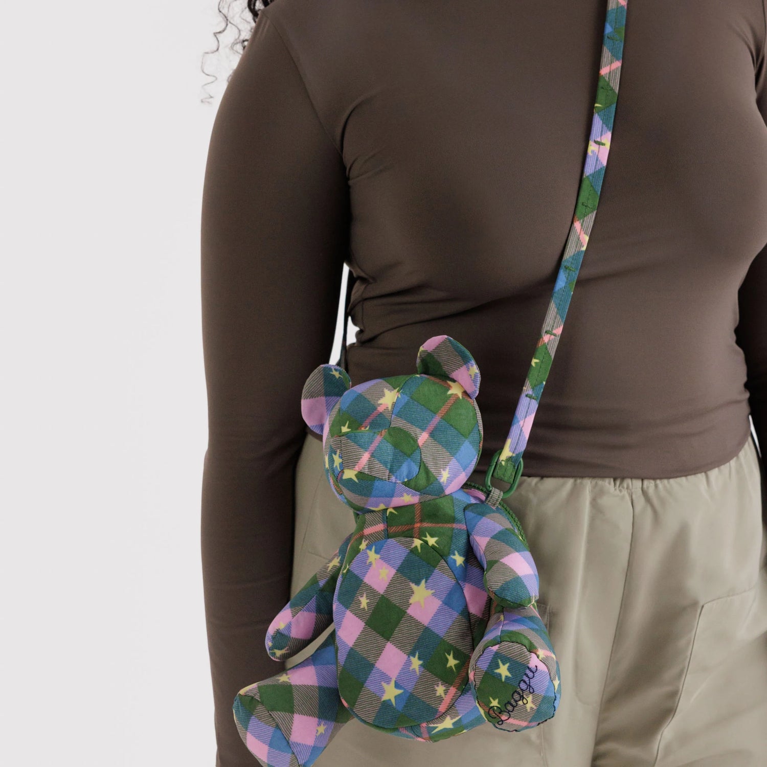Baggu Bear Bag - Green Star Plaid