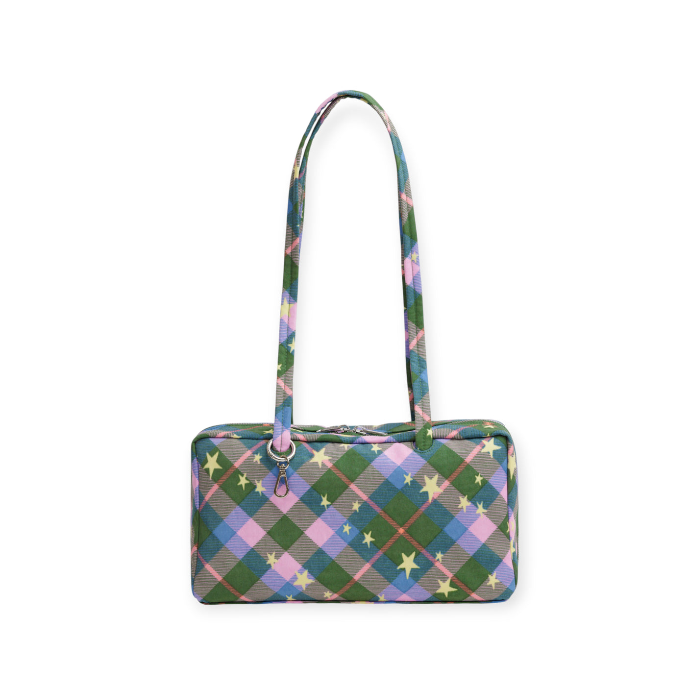 Baggu Nylon Bowler Bag - Green Star Plaid