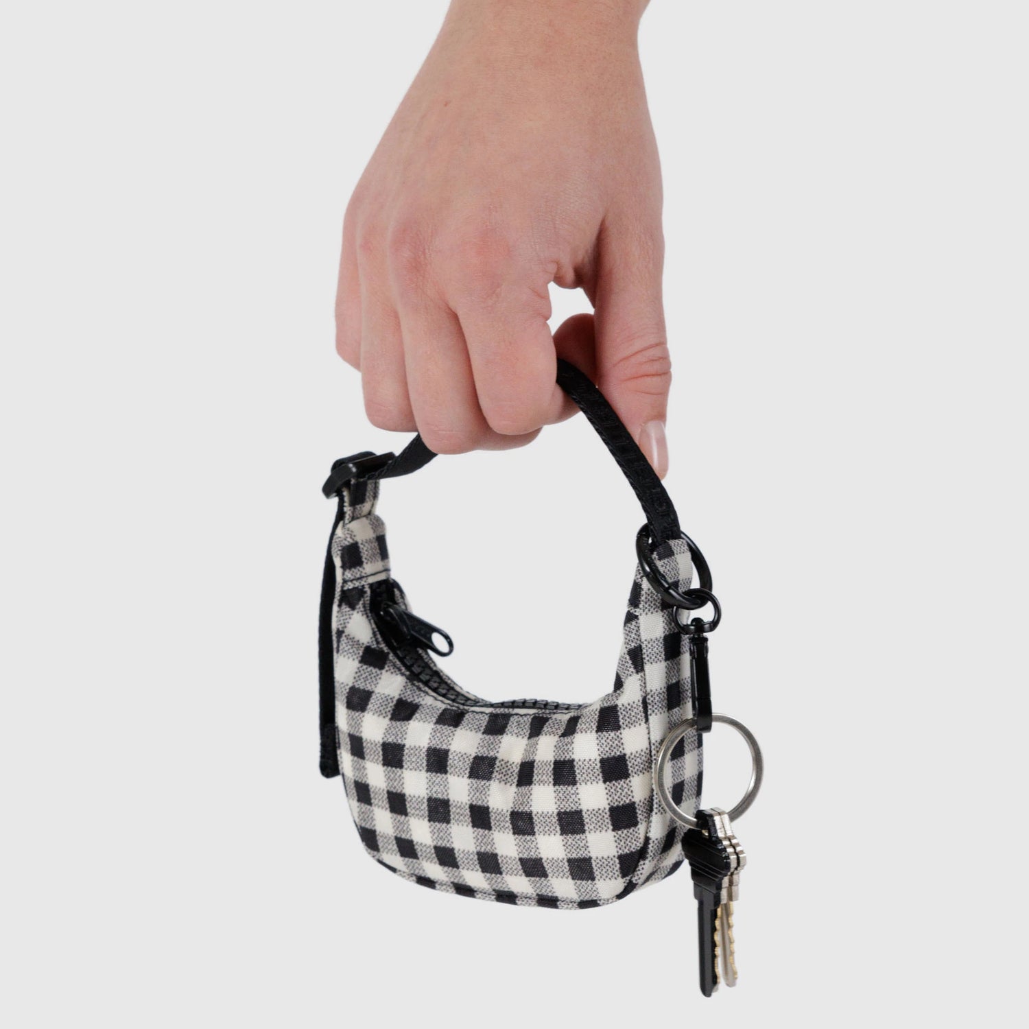 Baggu Crescent Bag Charm - Black & White Gingham