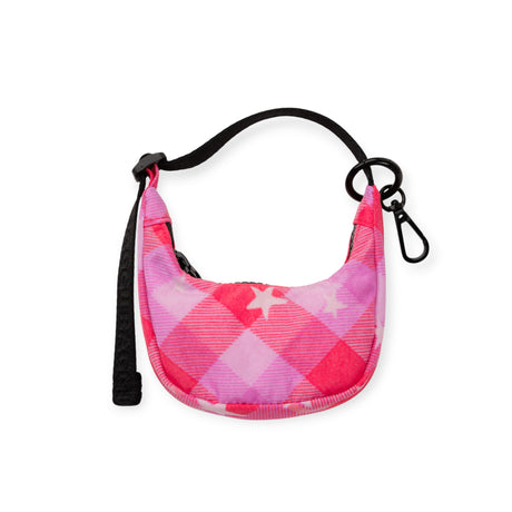 Baggu Crescent Bag Charm - Pink Star Plaid