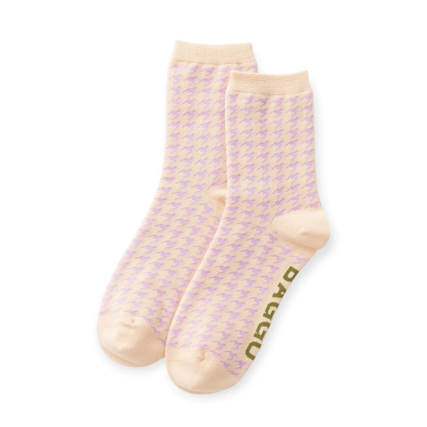 Baggu Crew Socks - Pink Houndstooth