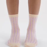 Baggu Crew Socks - Pink Houndstooth