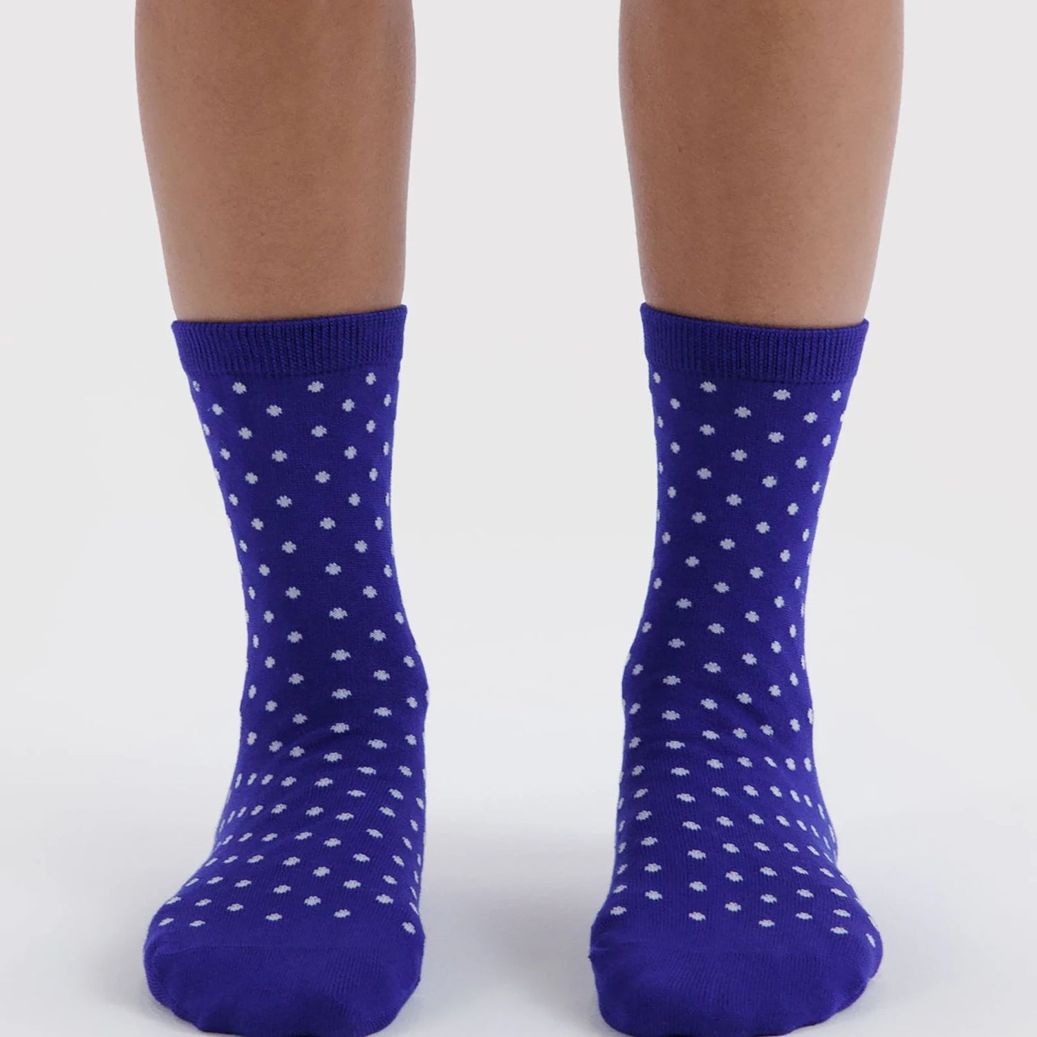 Baggu Crew Socks - Micro Blue and White Polka Dot