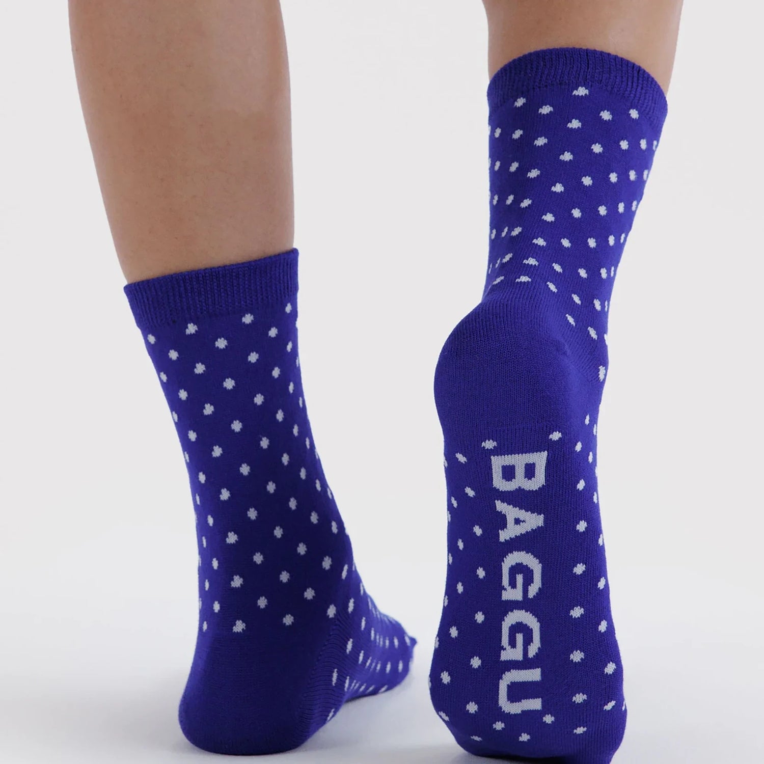 Baggu Crew Socks - Micro Blue and White Polka Dot