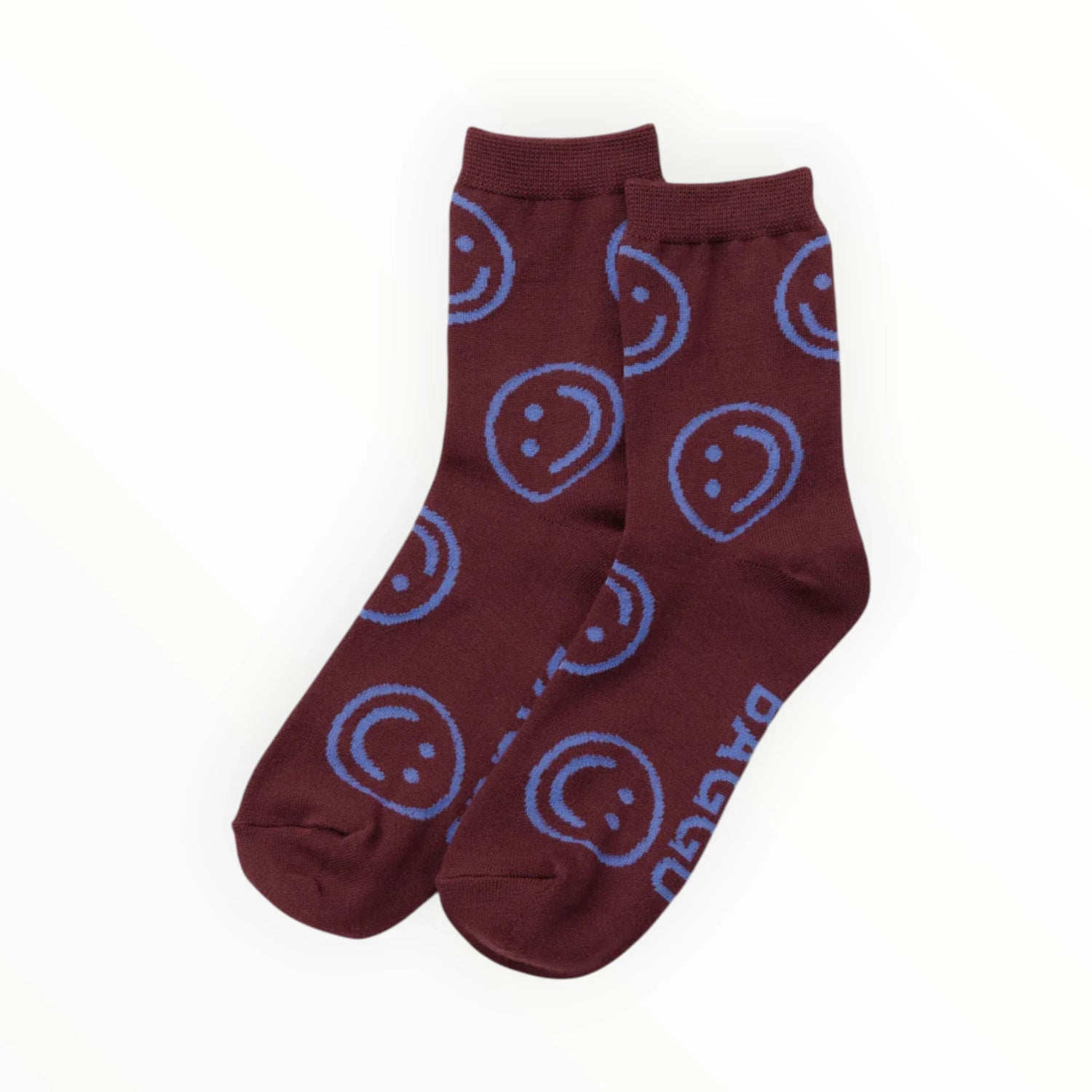 Baggu Crew Socks - Mahogany Happy