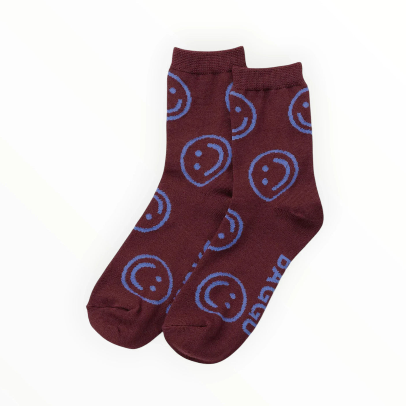 Baggu Crew Socks - Mahogany Happy
