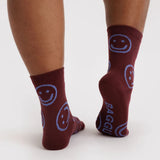 Baggu Crew Socks - Mahogany Happy