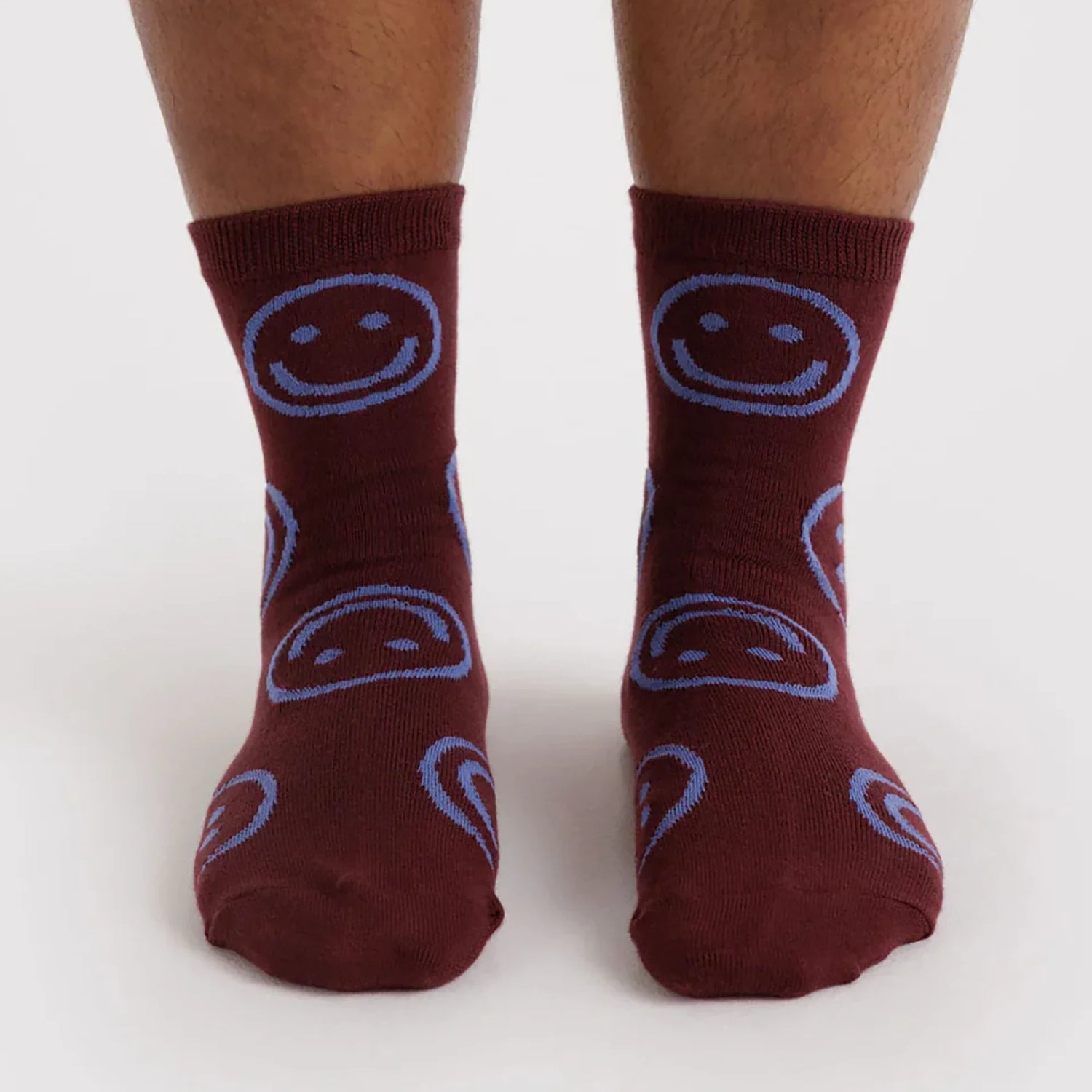 Baggu Crew Socks - Mahogany Happy
