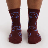 Baggu Crew Socks - Mahogany Happy
