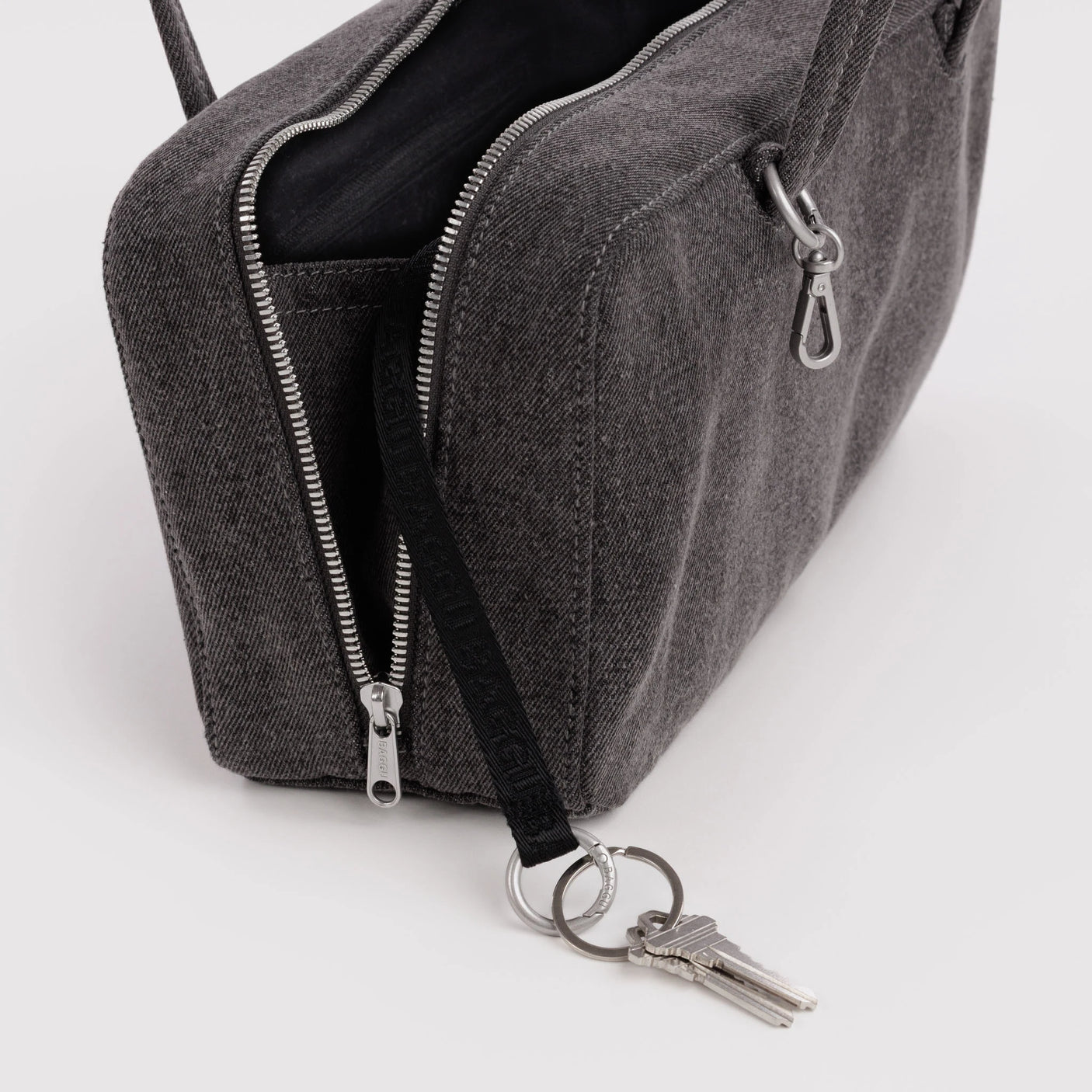 Baggu Denim Bowler Bag - Washed Black