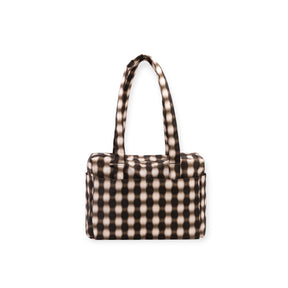Baggu Everyday Cloud Bag - Blurred Gingham in gradient black and beige gingham pattern with long shoulder straps by Baggu.