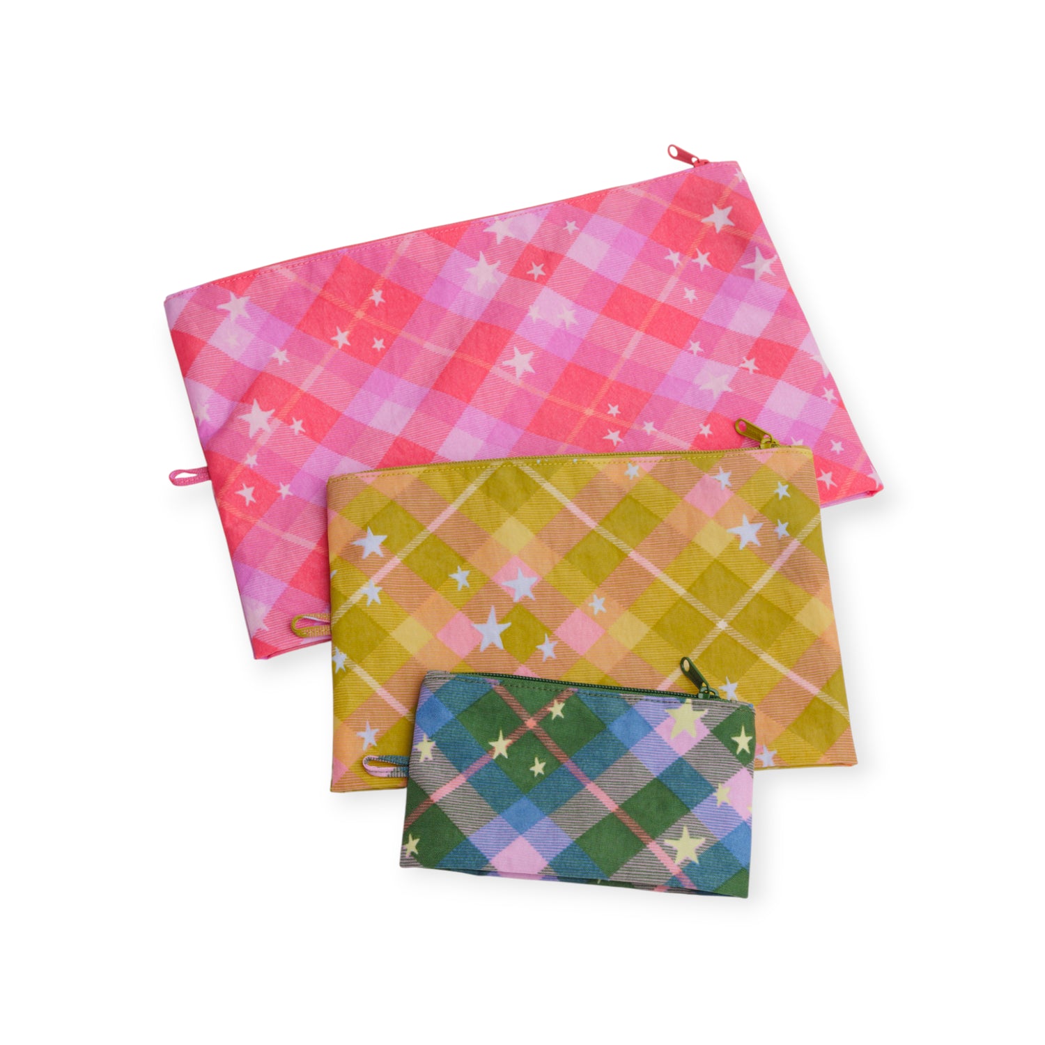Baggu Go Pouch Set - Star Plaid
