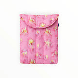 Pink puffy laptop case with star pattern and top flap for 13–14 inch laptops