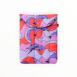 13–14 in puffy laptop case with dolphin print, purple and orange with blue accents