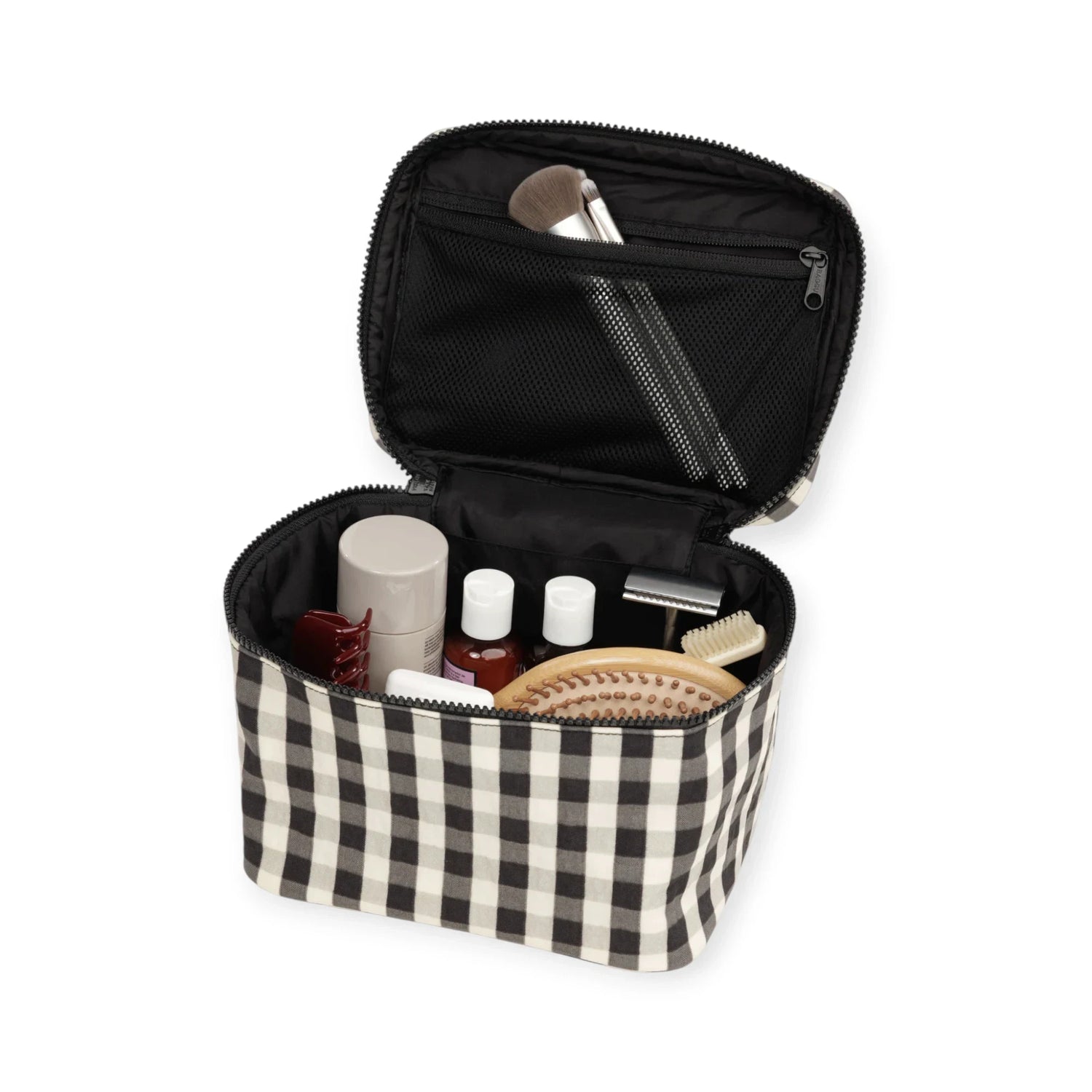 Baggu Large Cosmetic Case - Black & Cream Gingham