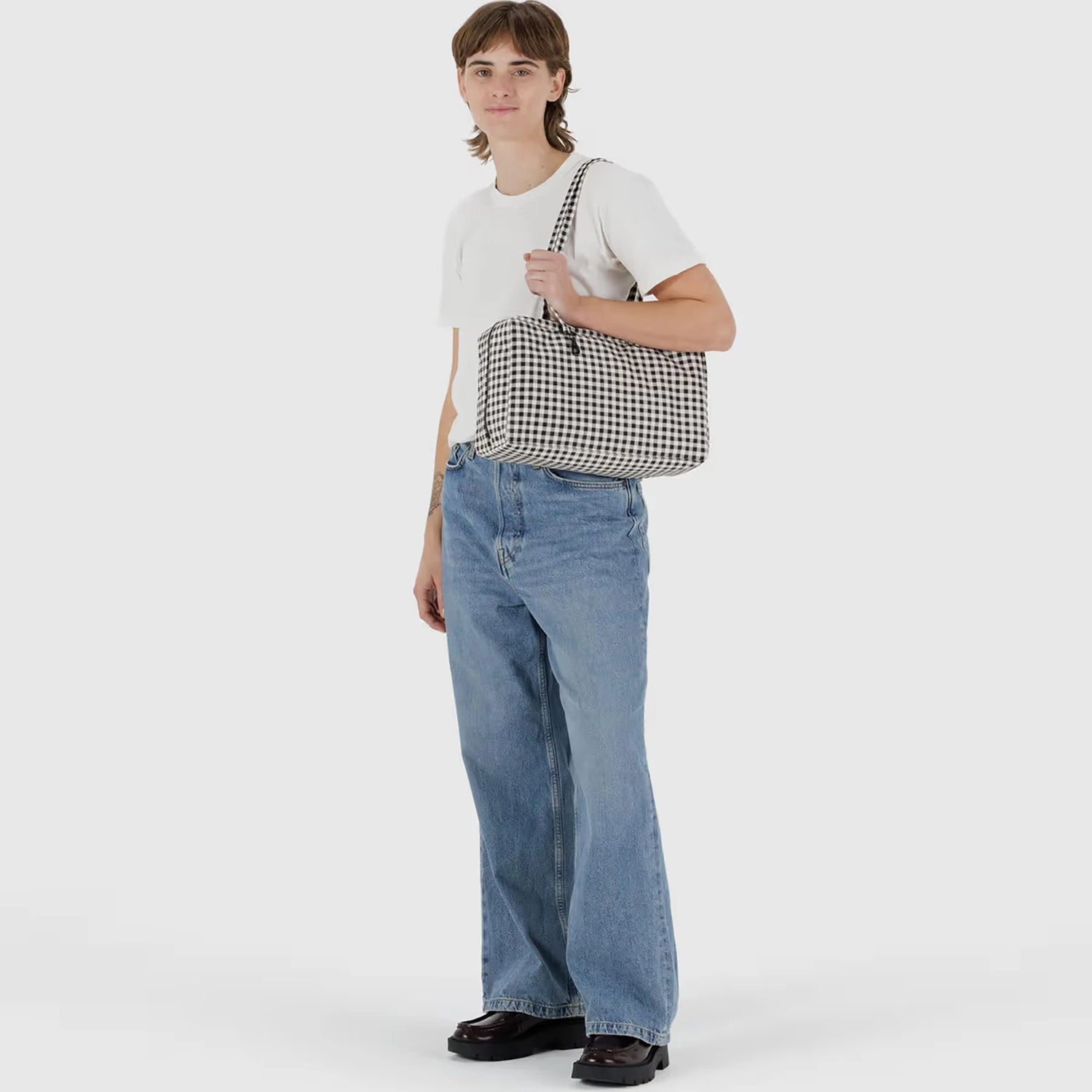 Baggu Medium Nylon Bowler Bag - Gingham